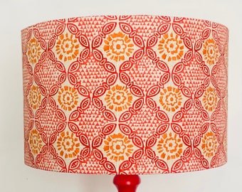 ORANJE BLOK PRINT Lampenkap, Patroon Lampenkap, Ikat Lampenkap, Oranje Tafellamp, Bedlampje, Oranje Lamp, Plafondlamp, Home Decor