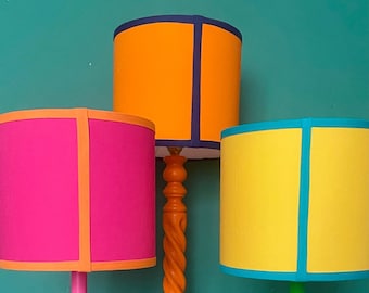 Colourpop Drum Lampshade, Bright Home Decor, Orange Pink Yellow Table Shade