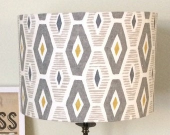 GREY ABSTRACT Lampshade, Grey Geometric Lampshade,  Ceiling Light, Grey Table Lamp,  Bedside Lamp, Modern Lampshade, Boho Decor, Home Gift