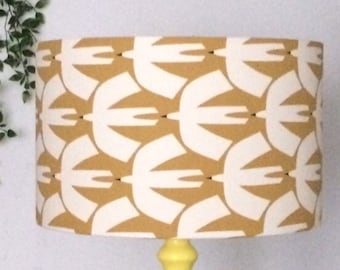 SCION WHITE BIRDS Lampshade, Bird Lampshade, Yellow Table Lamp, Ceiling Light, Bedside Lamp, Bright Home Decor, Pajaro, Housewarming Gift