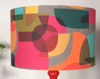 70s COLOURFUL KALEIDOSCOPE Lampshade, Abstract Lamp, Midcentury Lampshade, Home Gift, 70s Lighting, 70s Lampshade, Bright Home Decor