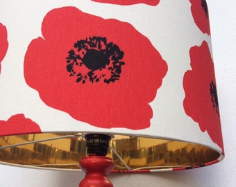 MARIMEKKO POPPY Lampshade with Gold Lining, Red Flowers, Red Floral Lamp,  Red Lampshade, Pop Art Decor, Bright Home Decor, Home Gift