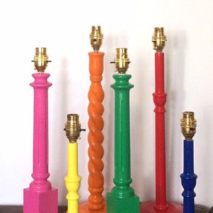 Gloss WOOD LAMP BASE, Table Lamp Stand, Blue Lamp Base, Red Lamp Base, Yellow Lamp Base, Pink Lamp Base, Green Lamp Stand, Bright Home Decor