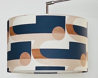 NAVY GEOMETRIC Lampshade, Blue Lampshade, Geometric Table Lamp, Table Lamp, Blue Ceiling Pendant, Geometric Beside Lamp, Modern Lampshade