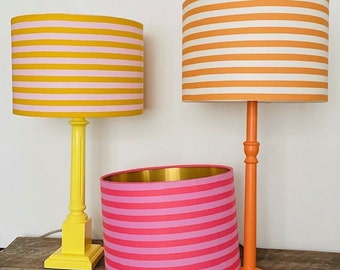 STRIPED TULA Lampshade, Circus Stripe Shade, Bright Home Decor, Pink Lampshade, Orange Lampshade, Striped Lampshade, Striped Ceiling Lamp