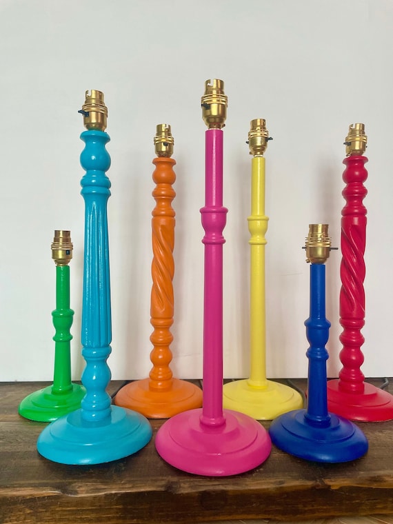 TABLE LAMP BASE, Lampbase, Wood Lampbase, Red Lampbase, Pink Lampbase, Green Table Lamp, Blue Lampbase, Table Lamp, Bright Home Decor