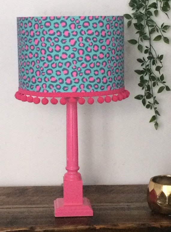 Blue And Pink Animal Print Lampshade, Leopard Print Table Lamp Shades