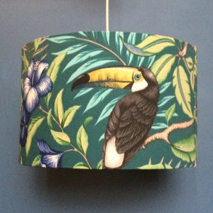 TOUCAN BIRD Lampshade in Green, Tropical Lampshade, Jungle Lampshade, Bird Lampshade, Bright Home Decor, Housewarming Gift