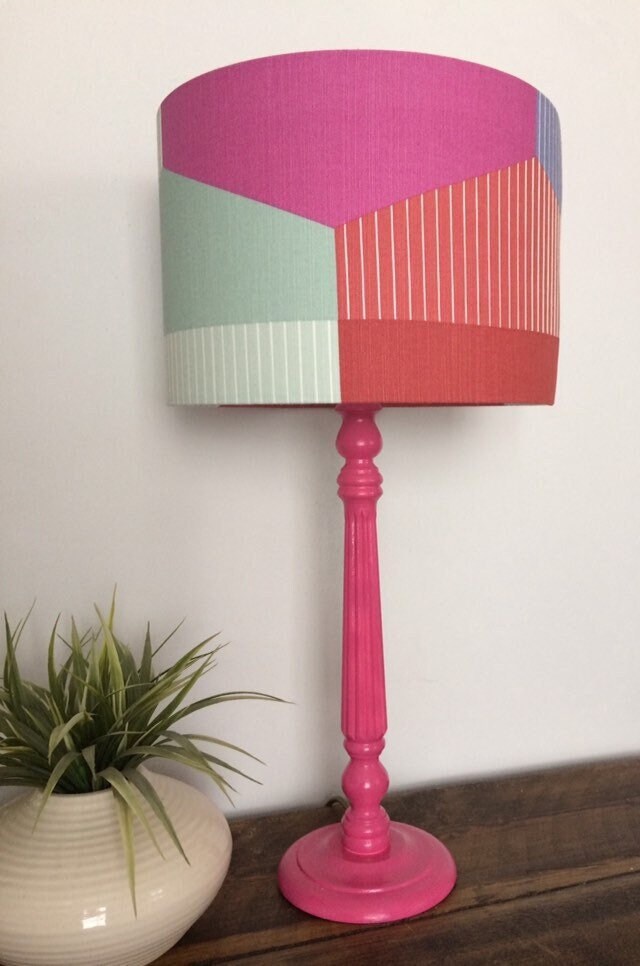 PINK HIP HOP Lampshade, 70s Lampshade, Pink Lampshade, Pink Bedside Lamp, 70s Lighting, Table Lamp, Retro Lampshade, Retro Decor, Home Gift