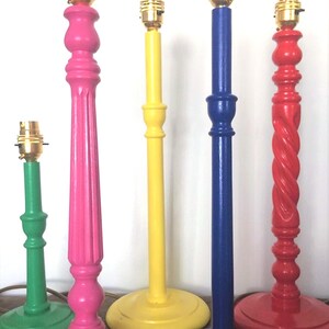 TABLE LAMP BASE, Lampbase, Wood Lampbase, Red Lampbase, Pink Lampbase, Green Table Lamp, Blue Lampbase, Table Lamp, Bright Home Decor image 2
