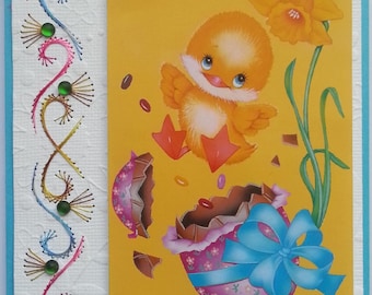 embroidered Easter chick card