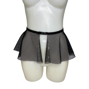 Black Fishnet Ultra Mini Skirt: Rave Festival Buckle Bottom