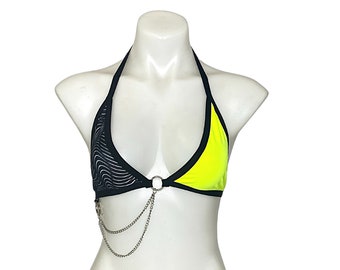 Top a triangolo con catena: top UV Glow Rave Festival