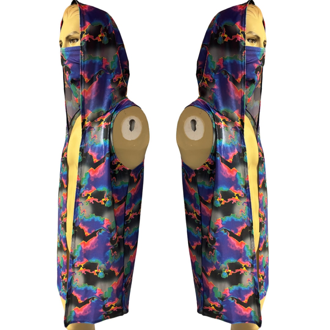 MIRAGE | Slim Fit Men's Rave Hooded Tank Top Vest, Festival Shirt