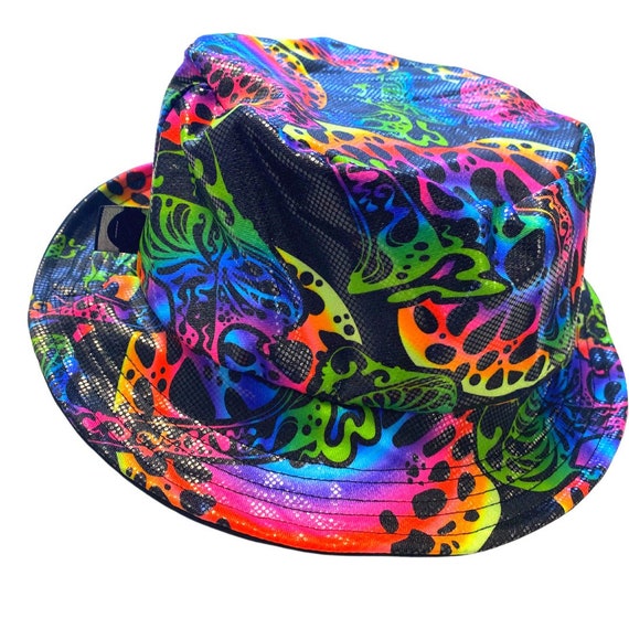 Trippy Mushroom | Bucket Hat | UV Reactive | Rave Hippie Hat