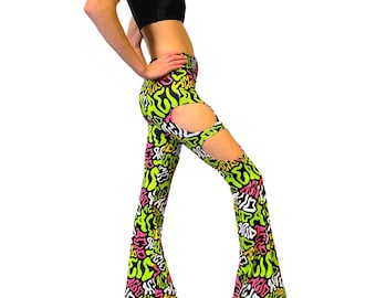 ACID | Cut Out Flare Bell Bottom Pants, Festival Bottoms, Rave Pants, Yoga Pants