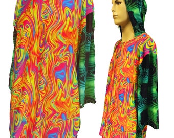 YOUNG WOOK | Size Large | Men's Rave Tshirt Festival Shirt | Hooded | Hoodie Shirt | Mid Sleeve | One of a Kind | Ready to Ship |