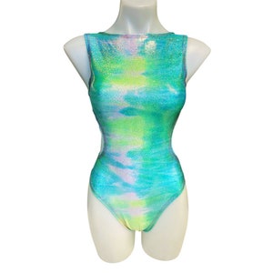 FESTIE BESTIE | Pink/Orange Holographic Aria Cut-Out Bodysuit |