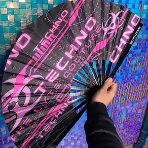PINK TECHNO | Hand Fan, Rave Accessories, Festival Fan