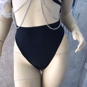 BLACK | High Waisted High Cut Bottoms, Festival Bottoms, Rave Bottoms, Black Rave Outfit
