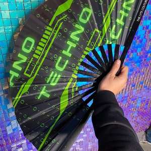 GREEN TECHNO | Hand Fan, Rave Accessories, Festival Fan