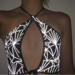 REFRACTION | REFLECTIVE | Lila Top, Women&#39;s Festival Top, Rave Top