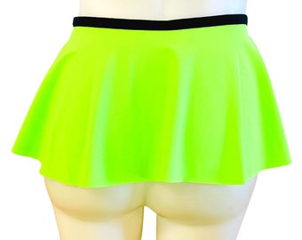 NEON GREEN Ultra Mini Buckle Skirt, Rave Skirt, Festival Bottom