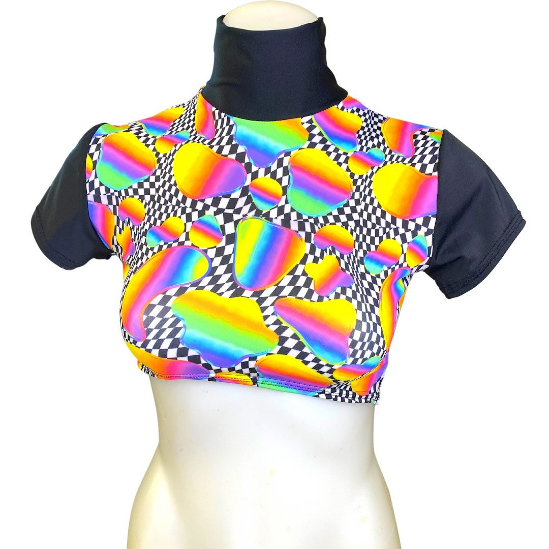 RETRO RAVE | Crop Turtle Neck, Women's Festival Top, Rave Top - Etsy