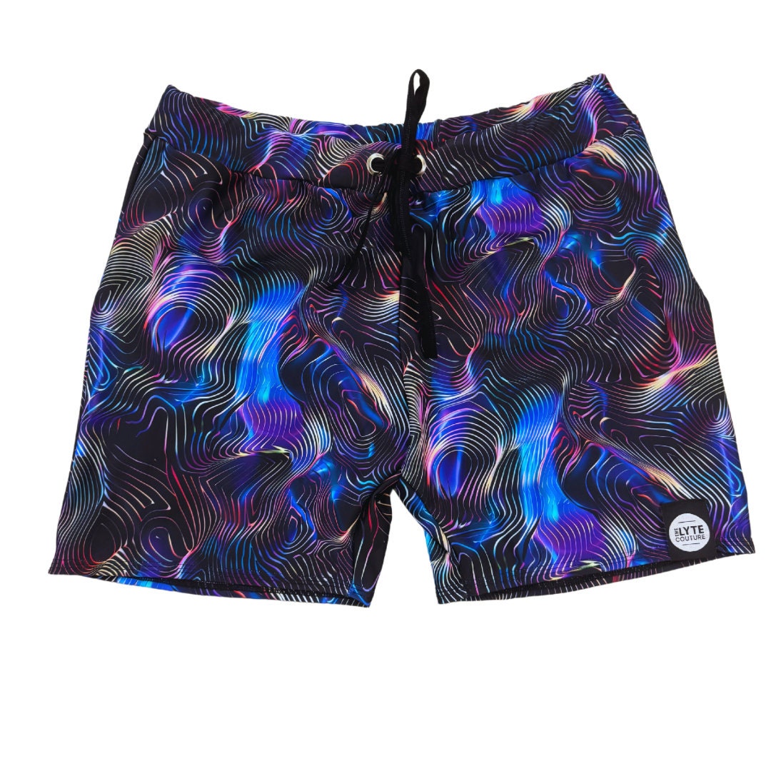 Dark Wave Men's Festival Shorts: Handmade Spandex Drawstring Rave