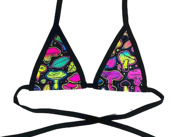 ELECTRIC MUSHROOM | Bikini Top, Women's Festival Top, Rave Top
