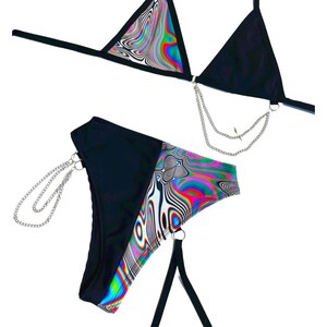 LUCID DREAMS | Mismatch Triangle Chain Top + High Waisted High Cut ...