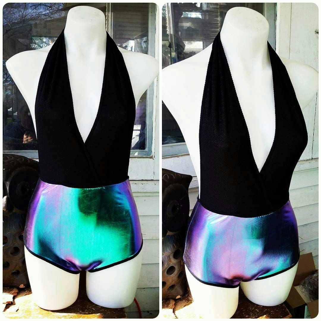 Rave Bodysuit outfit Luna Deep Plunge Halter Body suit Etsy