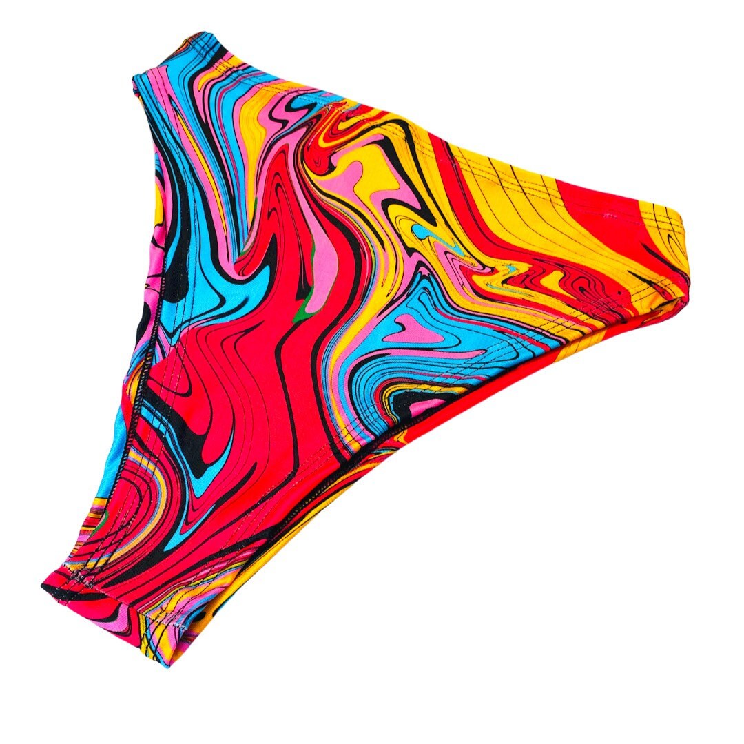 MIDNIGHT SWIRL High Waisted High Cut Bottoms, Festival Bottoms, Rave