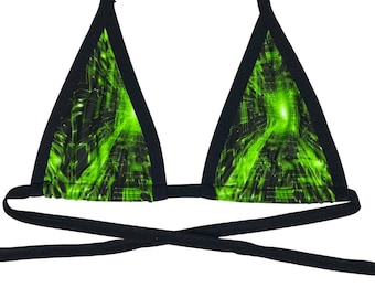 CYBER GRID | Bikini Top, Women's Festival Top, Rave Top