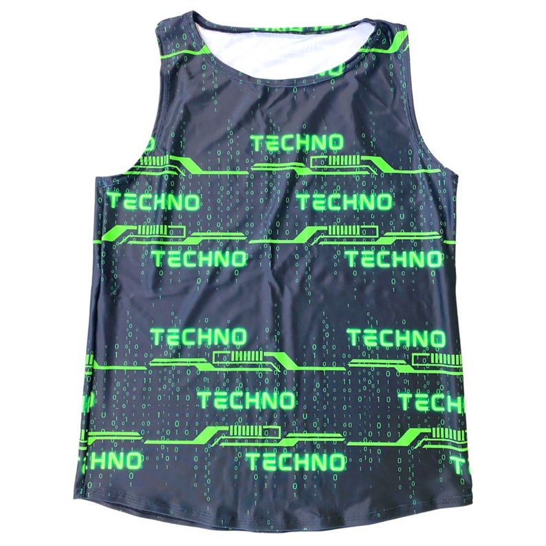 Green Rave Tops GREEN TECHNO | Slim Fit Men's Rave Tank Top, Festival Shirt - Etsy