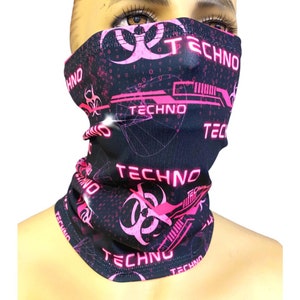 Pink Techno Dust Mask: Rave Festival Gaiter