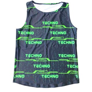 GREEN TECHNO | Slim Fit Men&#39;s Rave Tank Top, Festival Shirt