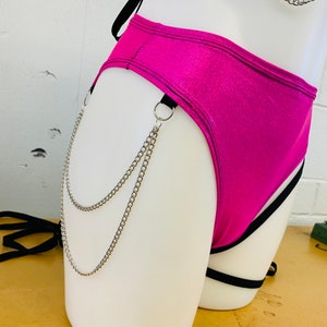 High Waisted Chain Bottoms: Rave Festival Outfit with Leg Wrap