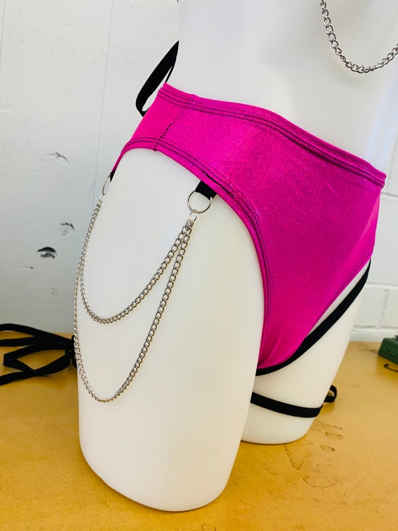 High Waisted High Cut Chain Bottoms 