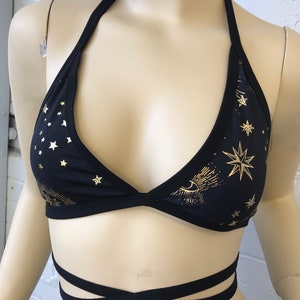 Gold Goddess Triangle Top: Women&#39;s Rave Festival Top