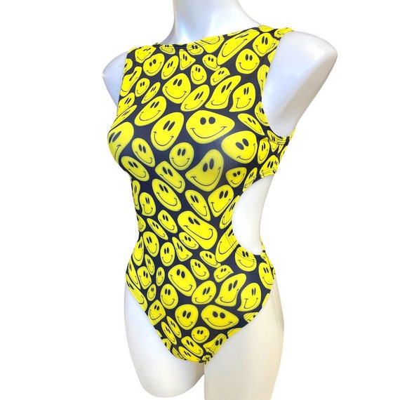 Cold Shoulder Cut Out Bodysuit for Festival & Rave in Yellow