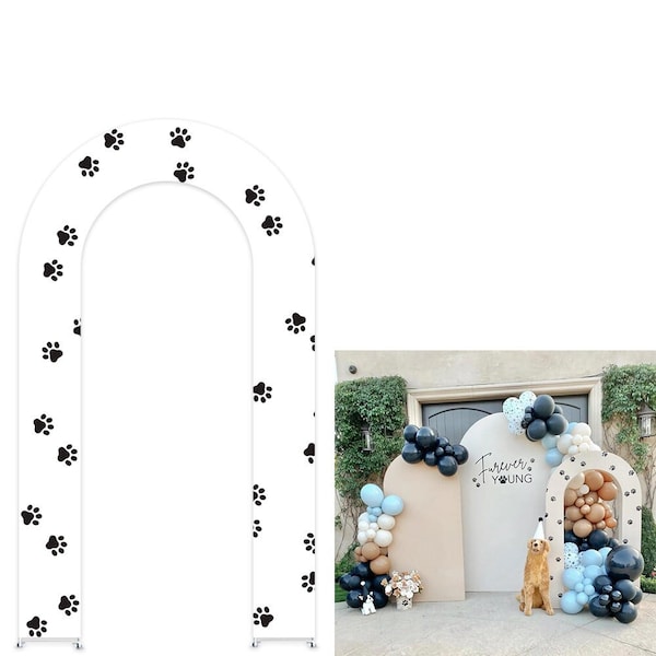 Open Arch Fabric Covers,Dogs Puppy Footprints Open Arched Wall Backdrop Decor Cover for Parties,Birthday Party Baby Shower Props