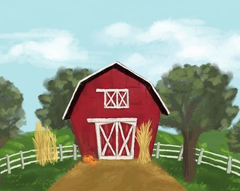 Farm Landscape Birthday Banner Personalized Decoration Backdrop
