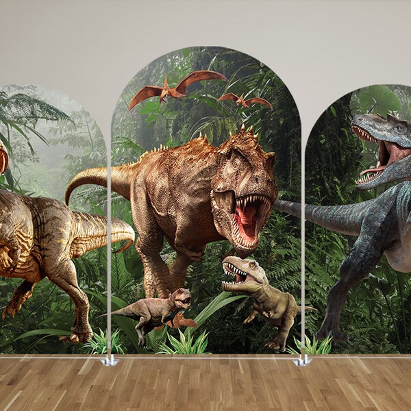 Dinosaur Forest World Birthday Arch Backdrop Kit