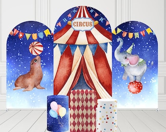 Chiara Arch Backdrop Cover Circus Birthday Party Pedestal Cylinder Pillars Cover Baby Shower Carnival Parties Tablecloth Decorations Props