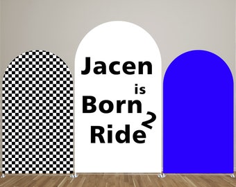 Customize Arch Backdrop Covers for Race Car Motorcycle Theme Birthday Party Boys Kids Baby Shower Parties Tablecloth Decorations