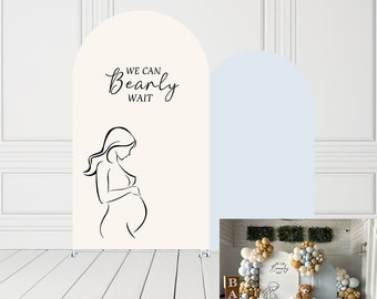 Blue Baby Shower Arch Backdrop Covers Double-sided Arch Photography Fabric Cover We can Bearly Wait Theme Pregnant Festa Parties Decorations