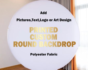 Custom Round Backdrop Covers,Personalized Circle Photography Backdrop with Elastic,Add Pictures Text Logo or Art Design Baby Shower Birthday