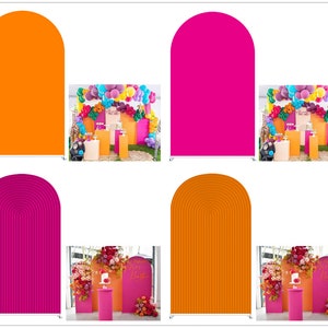 Arch Fabric Backdrop Covers for parties,Double-Sided Orange Hot Pink Ripples Arched Stand Covers Birthday Party Baby Shower Decor