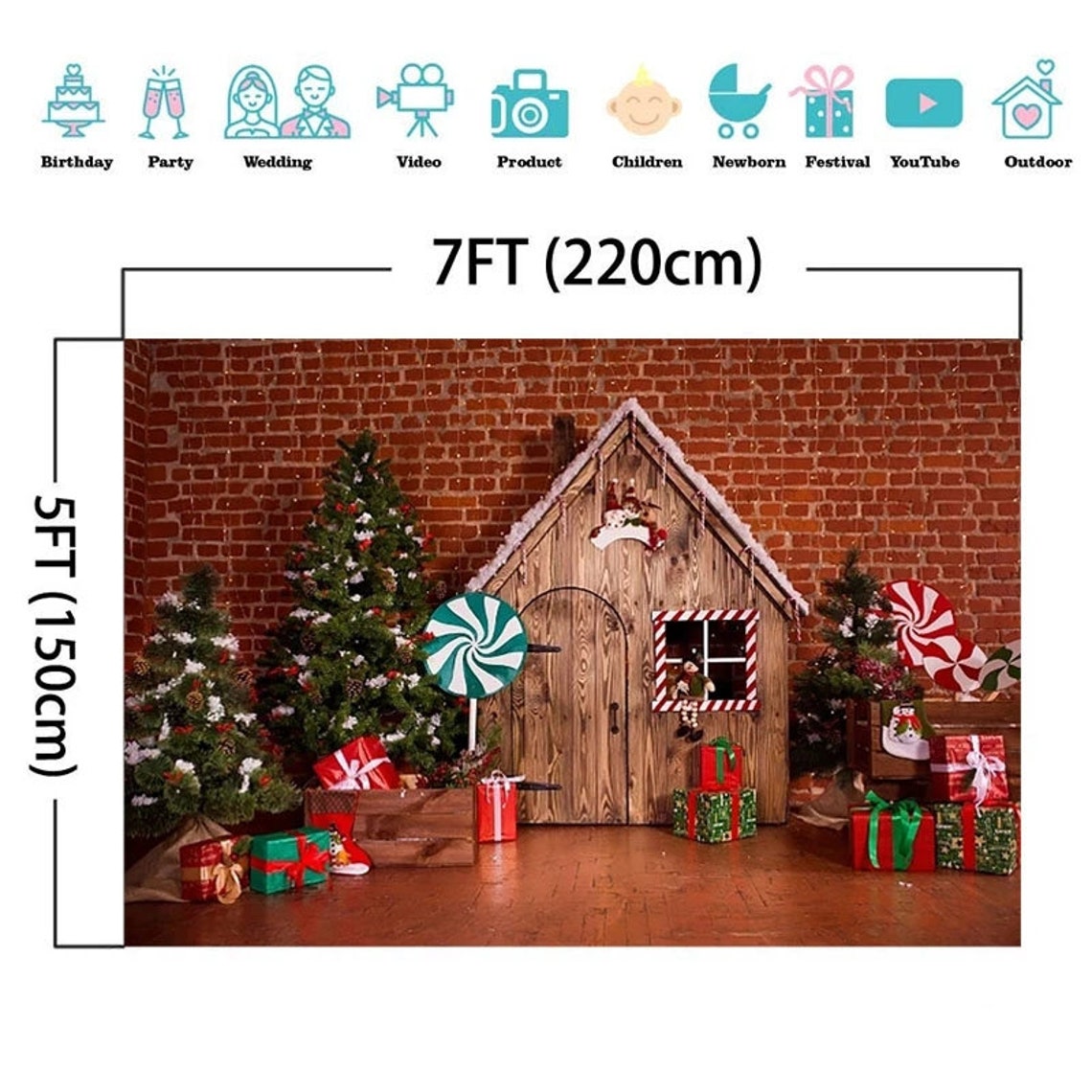 Christmas Photography Backdrop Christmas Tree Holidays Candy | Etsy
